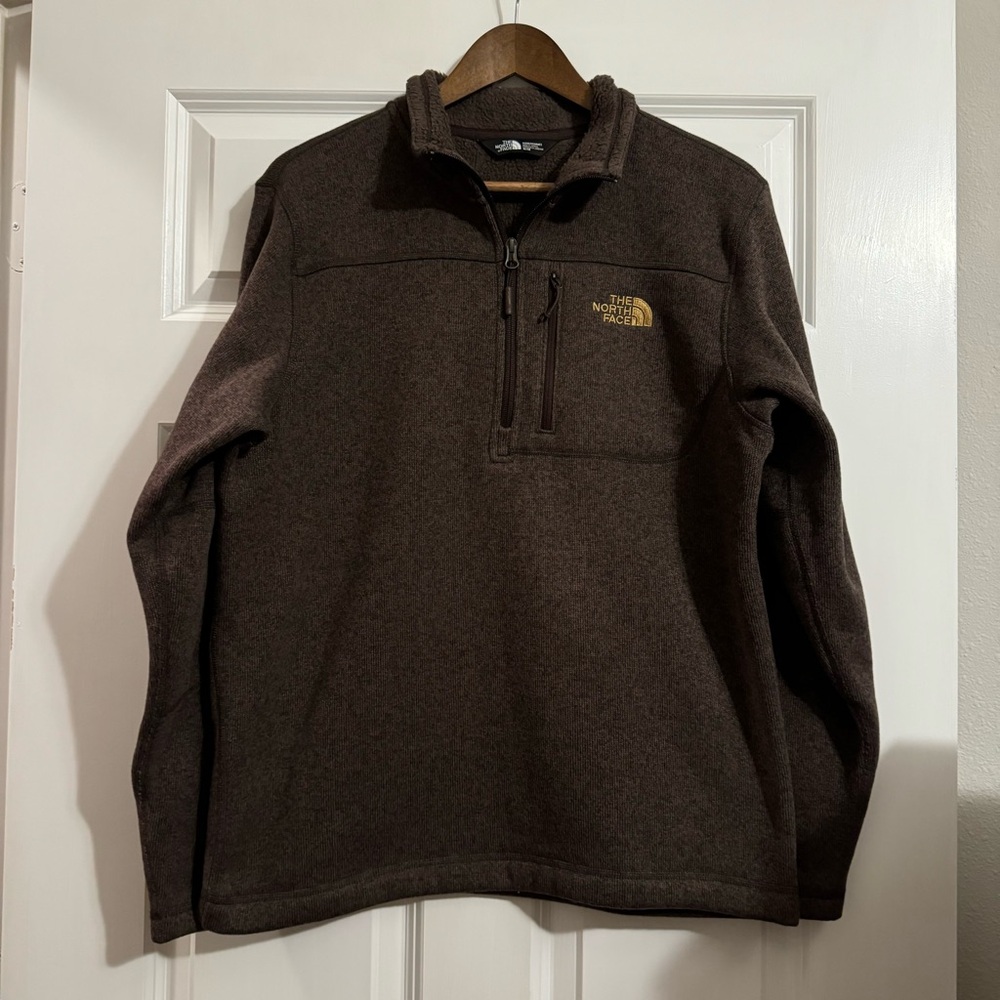 The North Face Men Medium Fleece 1/4 Zip Sweater Brown
